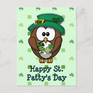 St. Patrick's Day Eule Postkarte