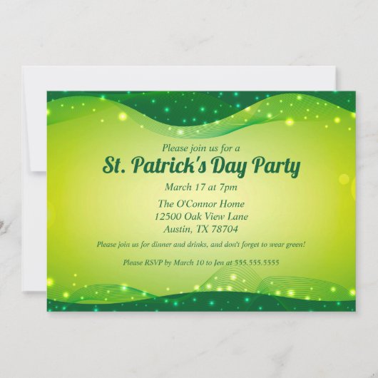 St. Patrick's Day Extravagant Sparkle Green Custom Einladung (Vorderseite)