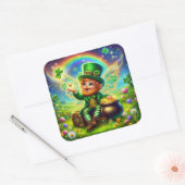 St. Patrick's Day Fairy Leprechaun Quadratischer Aufkleber (Umschlag)