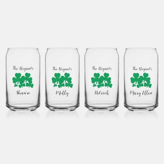 St Patrick's Day Family Personalisiertes Design Dosenglas (Vorderseite)