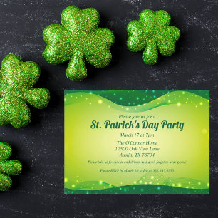 St. Patrick's Day Fancy Sparkle Grün Benutzerdefin Einladung