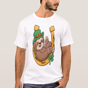 St Patricks Day Faultier Hufeisen Glückspilz T-Shirt