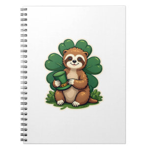 St Patricks Day Faultier Vintage Glücksklee Kunst  Notizblock