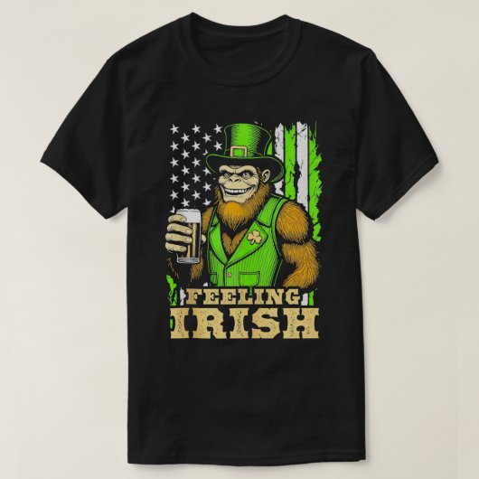 St Patricks Day Feeling Irish Funny Beer USA Flag T-Shirt (Design vorne)