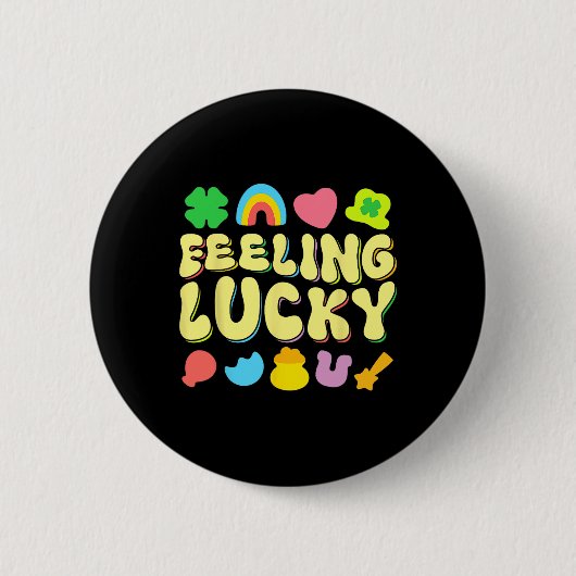 St. Patricks Day Feeling Lucky Charm Irischer Klee Button (Vorderseite)