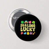 St. Patricks Day Feeling Lucky Charm Irischer Klee Button (Vorne & Hinten)