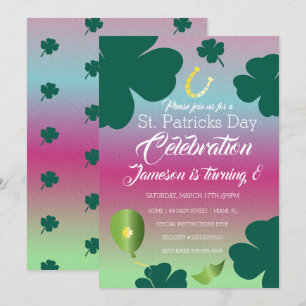 St. Patricks Day Feier Shamrock Glitter Einladung