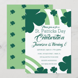 St. Patricks Day Feier Shamrock Grün Regenbogen Einladung