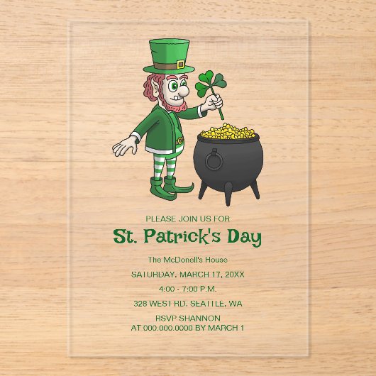 St. Patrick's Day feiern Acryleinladungen (Vorderseite)