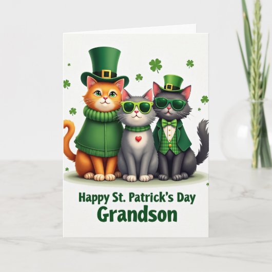 St Patricks Day Felines Glitter Card Karte (Vorderseite)