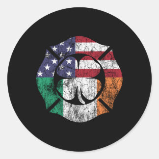 St Patrick's Day Feuerwehrmann Irish American Flag Runder Aufkleber