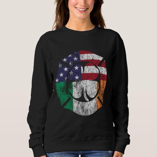 St. Patrick's Day Firefighter Irish American Flag Sweatshirt (Vorderseite)