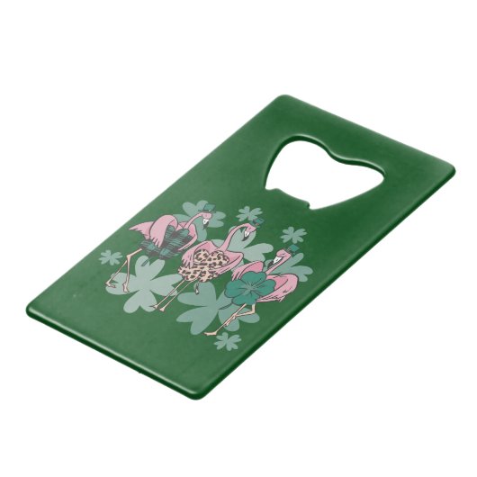 St Patricks Day Flamingo Geldbeutel Flaschenöffner (Rückseite Schrägansicht)