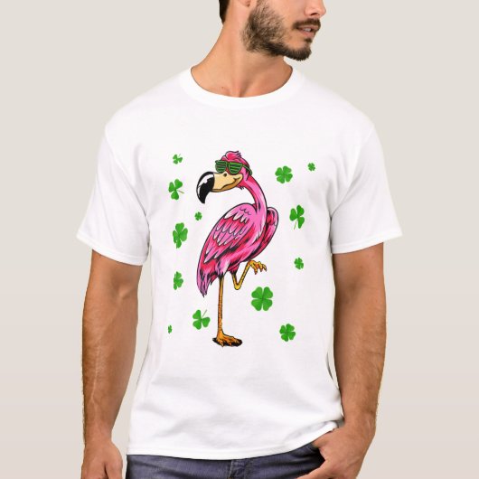 St Patricks Day Flamingo Green Glasses Kleeblatt I T-Shirt (Vorderseite)