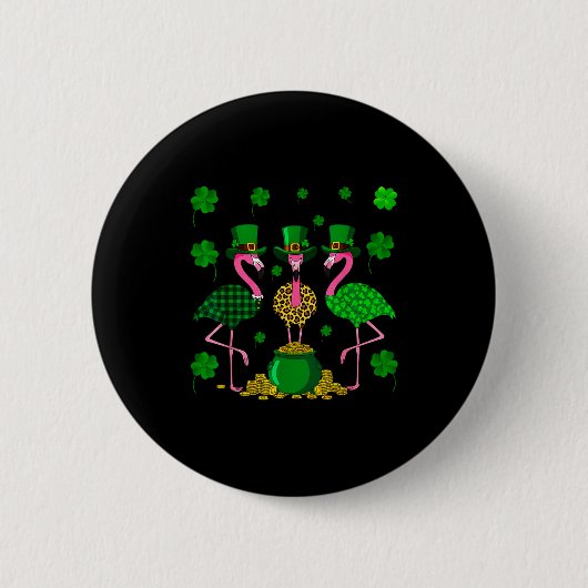 St. Patricks Day Flamingo Irisch Irland Kleeblatt Button (Vorderseite)