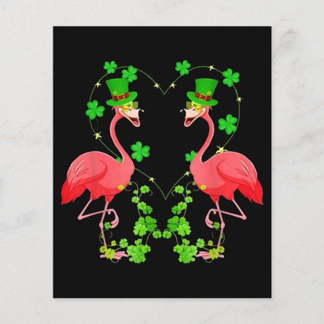 St Patrick's Day Flamingo Kleeblatt Herz (Vorderseite)