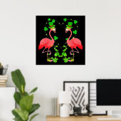 St Patrick's Day Flamingo Kleeblatt Herz Poster (Heimbüro)