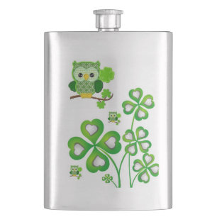 St. Patrick's Day Flask Owl Flachmann
