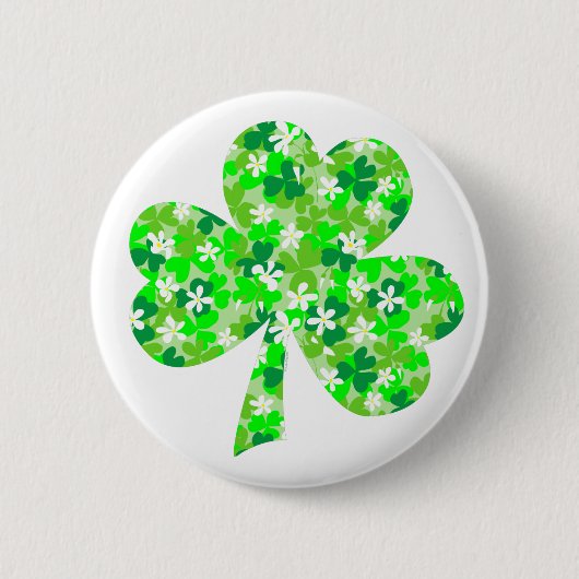 St Patrick's Day Floral Kleeblatt Button (Vorderseite)