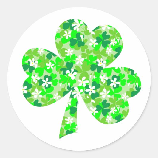 St Patrick's Day Floral Kleeblatt Runder Aufkleber (Vorderseite)