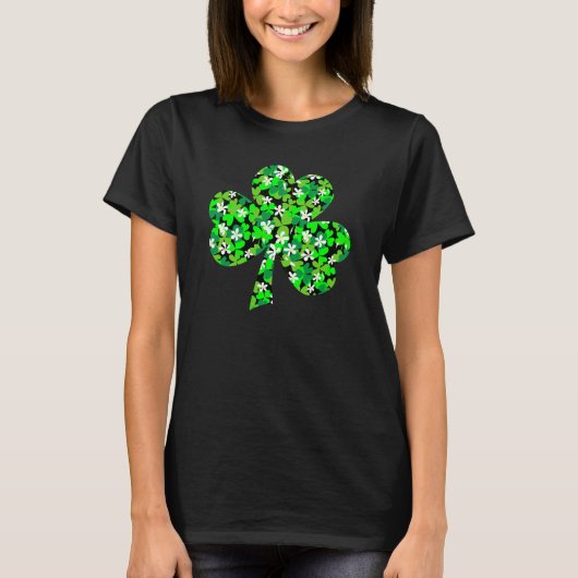 St Patrick's Day Floral Kleeblatt T - Shirt (Vorderseite)