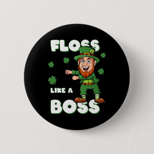 St Patricks Day Floss wie ein Boss Leprechaun Jung Button