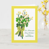 St. Patrick's Day for Friend with Shamrock Bouquet Karte (Gelbe Blume)