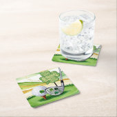 St. Patrick's Day for Golfer mit Flag auf Green Rechteckiger Pappuntersetzer (Vor Ort)