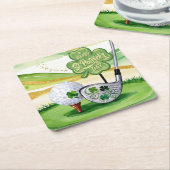 St. Patrick's Day for Golfer mit Flag auf Green Rechteckiger Pappuntersetzer (angewinkelt)