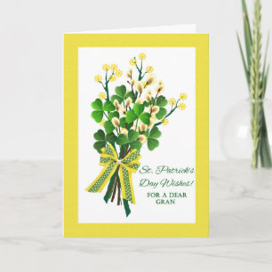 St. Patrick's Day for Gran mit Kleeblatt Bouquet Karte