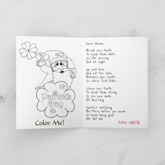 St. Patricks Day for Kids Karte (Innenseite)