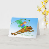 St. Patrick's Day for Sister Fairy Riding Frog Karte (Gelbe Blume)