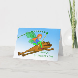 St. Patrick's Day for Sister Fairy Riding Frog Karte
