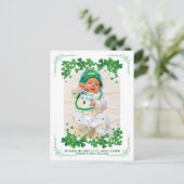 St Patrick's Day Foto Birth Ankündigungspostkarte (Stehend Vorderseite)