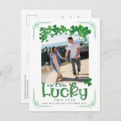 St Patrick's Day Foto Schwangerschaft Ankündigungspostkarte (Vorne/Hinten)