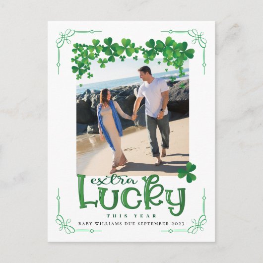 St Patrick's Day Foto Schwangerschaft Ankündigungspostkarte (Vorderseite)