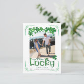 St Patrick's Day Foto Schwangerschaft Ankündigungspostkarte (Stehend Vorderseite)