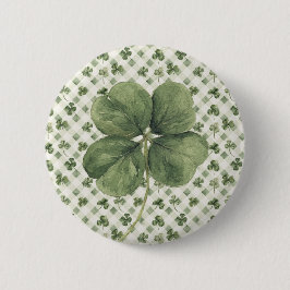 St Patrick's Day Four Leaf Clover Button