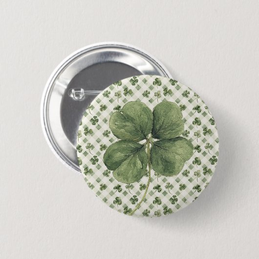  St Patrick's Day Four Leaf Clover  Button (Vorne & Hinten)