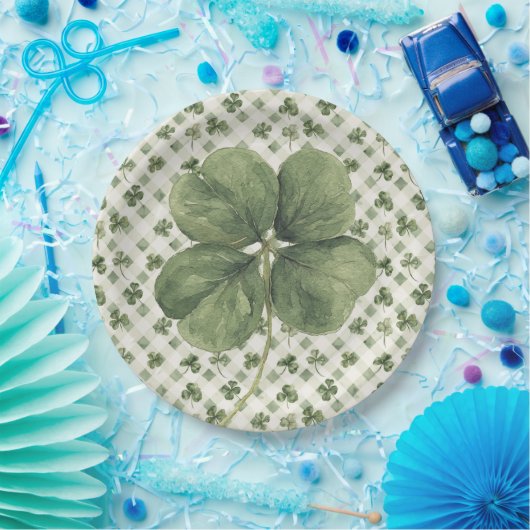 St Patrick's Day Four Leaf Clover Pappteller (Party)