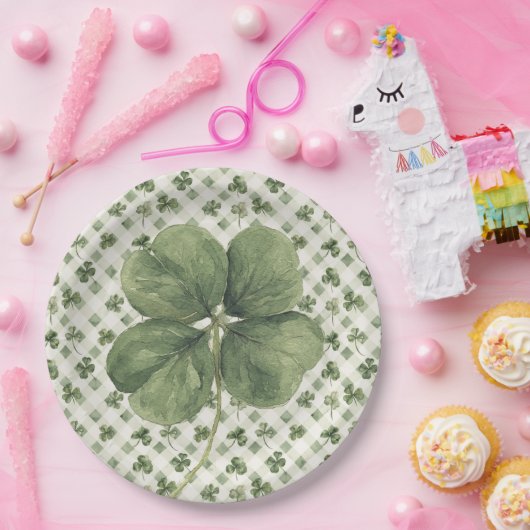 St Patrick's Day Four Leaf Clover Pappteller (Party)
