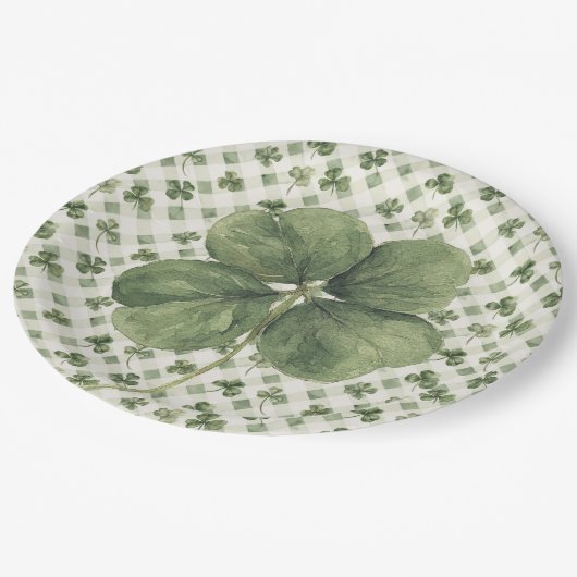  St Patrick's Day Four Leaf Clover  Pappteller (Schrägansicht)