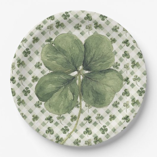 St Patrick's Day Four Leaf Clover Pappteller (Vorderseite)