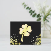 St. Patrick's Day Four Leaf Gold Clover Postkarte (Stehend Vorderseite)