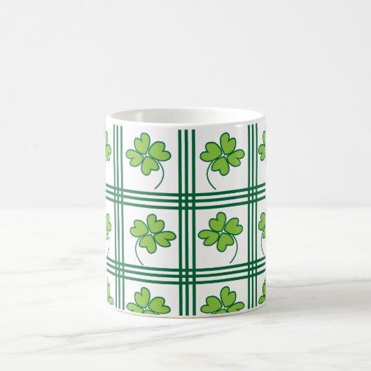 St Patricks Day Four Leaf Lucky Clover Pattern Kaffeetasse (Mittel)