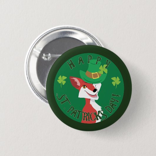 St. Patrick's Day Fox Button (Vorne & Hinten)