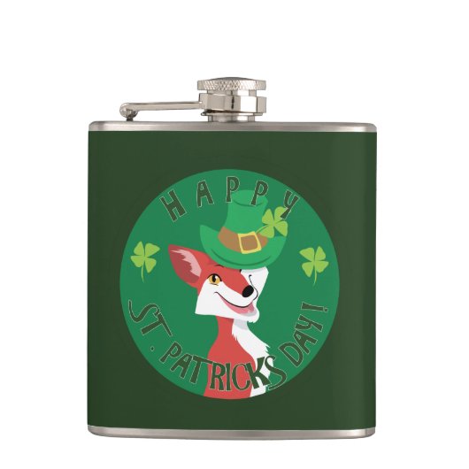 St. Patrick's Day Fox Flachmann (Vorderseite)