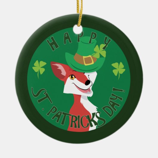 St. Patrick's Day Fox Keramikornament (Vorne)