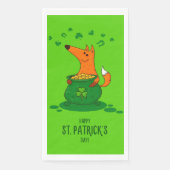 St Patricks Day Fox Pot of Gold Green Kleeblatt Serviette (Vorderseite)
