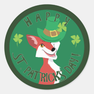 St. Patrick's Day Fox Runder Aufkleber